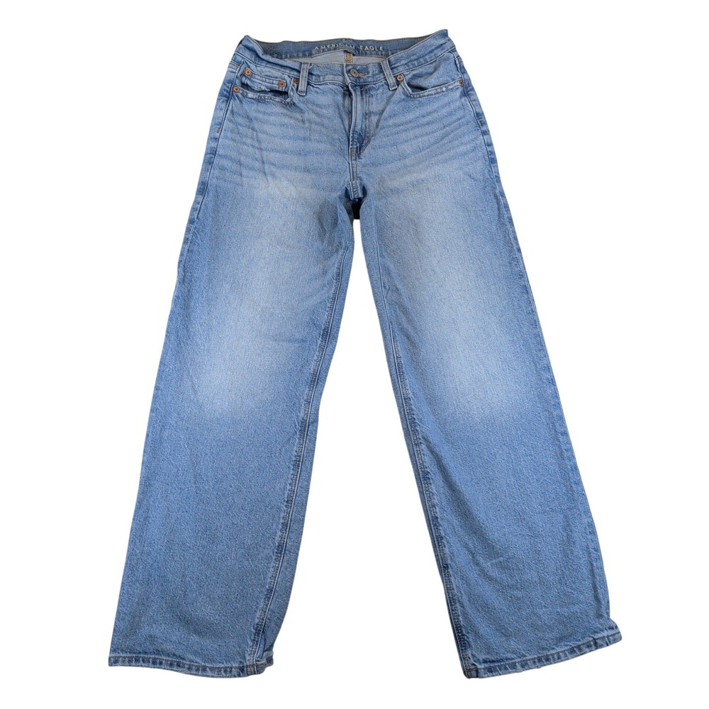 American Eagle Strigid Stovepipe High Rise Straight Leg Jeans Light Wash Women 4